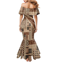 Pasifika Women's Day - Samoa Siapo Malu Tattoo Inspired Mermaid Dress Beige