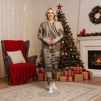 Pasifika Women's Day - Samoa Siapo Malu Tattoo Inspired Pajama Set Beige