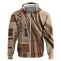 Pasifika Women's Day - Samoa Siapo Malu Tattoo Inspired Zip Hoodie Beige