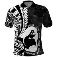 Mother's Day Polo Shirt Polynesia Vintage Hibiscus - Black