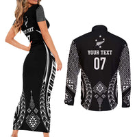 2025 Rugby Championship New Zealand Custom Couples Matching Short Sleeve Bodycon Dress and Long Sleeve Button Shirt Poutama Motifs LT7 - Polynesian Pride