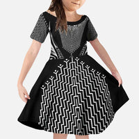2025 Rugby Championship New Zealand Custom Family Matching Mermaid Dress and Hawaiian Shirt Poutama Motifs LT7 Daughter's Dress Black - Polynesian Pride
