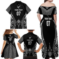 2025 Rugby Championship New Zealand Custom Family Matching Off Shoulder Maxi Dress and Hawaiian Shirt Poutama Motifs LT7 - Polynesian Pride