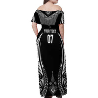 2025 Rugby Championship New Zealand Custom Family Matching Off Shoulder Maxi Dress and Hawaiian Shirt Poutama Motifs LT7 - Polynesian Pride