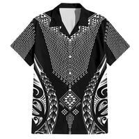 2025 Rugby Championship New Zealand Custom Family Matching Puletasi and Hawaiian Shirt Poutama Motifs LT7 Dad's Shirt - Short Sleeve Black - Polynesian Pride