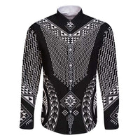 2025 Rugby Championship New Zealand Custom Family Matching Puletasi and Hawaiian Shirt Poutama Motifs LT7 Dad's Shirt - Long Sleeve Black - Polynesian Pride