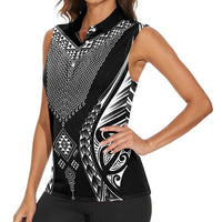 2025 Rugby Championship New Zealand Custom Women Sleeveless Polo Shirt Poutama Motifs LT7 - Polynesian Pride
