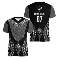 2025 Rugby Championship New Zealand Custom Women V-Neck T-Shirt Poutama Motifs LT7 - Polynesian Pride