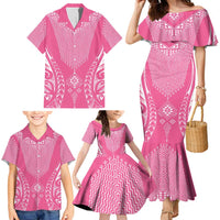 2025 Rugby Championship New Zealand Custom Family Matching Mermaid Dress and Hawaiian Shirt Poutama Motifs - Pink Out LT7 - Polynesian Pride
