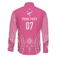 2025 Rugby Championship New Zealand Custom Family Matching Off The Shoulder Long Sleeve Dress and Hawaiian Shirt Poutama Motifs - Pink Out LT7 - Polynesian Pride