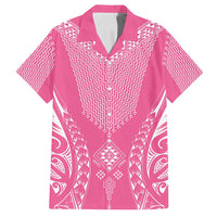 2025 Rugby Championship New Zealand Custom Family Matching Off Shoulder Maxi Dress and Hawaiian Shirt Poutama Motifs - Pink Out LT7 Dad's Shirt - Short Sleeve Pink - Polynesian Pride