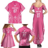 2025 Rugby Championship New Zealand Custom Family Matching Summer Maxi Dress and Hawaiian Shirt Poutama Motifs - Pink Out LT7 - Polynesian Pride