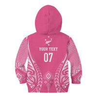 2025 Rugby Championship New Zealand Custom Kid Hoodie Poutama Motifs - Pink Out LT7 - Polynesian Pride