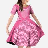 2025 Rugby Championship New Zealand Custom Kid Short Sleeve Dress Poutama Motifs - Pink Out LT7 KID Pink - Polynesian Pride