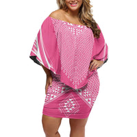 2025 Rugby Championship New Zealand Custom Off Shoulder Short Dress Poutama Motifs - Pink Out LT7 Women Pink - Polynesian Pride