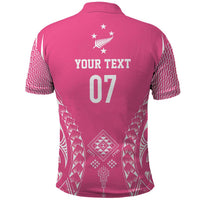 2025 Rugby Championship New Zealand Custom Polo Shirt Poutama Motifs - Pink Out LT7 - Polynesian Pride