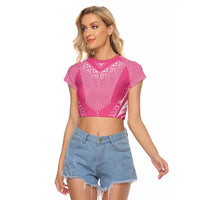 2025 Rugby Championship New Zealand Custom Raglan Cropped T Shirt Poutama Motifs - Pink Out LT7 Female Pink - Polynesian Pride
