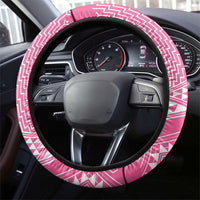 2025 Rugby Championship New Zealand Steering Wheel Cover Poutama Motifs - Pink Out - Polynesian Pride
