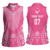 2025 Rugby Championship New Zealand Custom Women Sleeveless Polo Shirt Poutama Motifs - Pink Out LT7 - Polynesian Pride