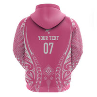 2025 Rugby Championship New Zealand Custom Zip Hoodie Poutama Motifs - Pink Out LT7 - Polynesian Pride