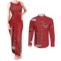 Samoa FAST Siapo Couples Matching Tank Maxi Dress and Long Sleeve Button Shirt Tatau-Ulafala Vines - Polynesian Pride