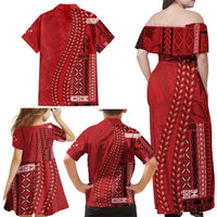 Samoa FAST Siapo Family Matching Off Shoulder Maxi Dress and Hawaiian Shirt Tatau-Ulafala Vines - Polynesian Pride