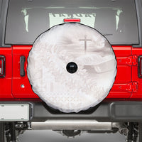 Samoa Lotu Tamaiti White Prayers Spare Tire Cover Floral Mamanu Siapo LT7 - Polynesian Pride