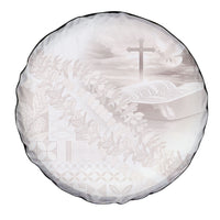 Samoa Lotu Tamaiti White Prayers Spare Tire Cover Floral Mamanu Siapo LT7 - Polynesian Pride
