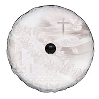 Samoa Lotu Tamaiti White Prayers Spare Tire Cover Floral Mamanu Siapo LT7 - Polynesian Pride