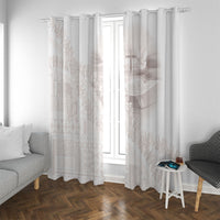 Samoa Lotu Tamaiti White Prayers Window Curtain Floral Mamanu Siapo LT7 With Grommets White - Polynesian Pride