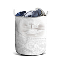 Tonga White Sunday Fakame Laundry Basket Tokelaufeletoa Kupesi LT7 - Polynesian Pride