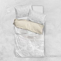 Tonga White Sunday Fakame Bedding Set Tokelaufeletoa Kupesi LT7 US Twin 172cm x 218cm White - Polynesian Pride