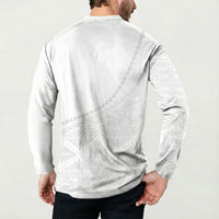 Tonga White Sunday Fakame Button Sweatshirt Tokelaufeletoa Kupesi LT7 - Polynesian Pride