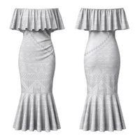Tonga White Sunday Fakame Couples Matching Mermaid Dress and Hawaiian Shirt Tokelaufeletoa Kupesi LT7 - Polynesian Pride