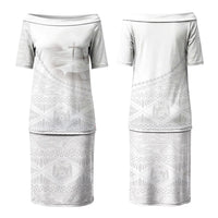 Tonga White Sunday Fakame Family Matching Puletasi and Hawaiian Shirt Tokelaufeletoa Kupesi LT7 Mom's Dress White - Polynesian Pride