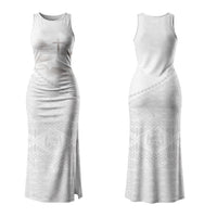 Tonga White Sunday Fakame Family Matching Tank Maxi Dress and Hawaiian Shirt Tokelaufeletoa Kupesi LT7 Mom's Dress White - Polynesian Pride