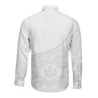 Tonga White Sunday Fakame Long Sleeve Button Shirt Tokelaufeletoa Kupesi LT7 - Polynesian Pride
