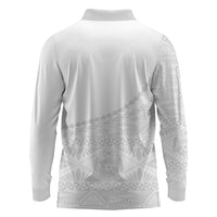 Tonga White Sunday Fakame Long Sleeve Polo Shirt Tokelaufeletoa Kupesi LT7 - Polynesian Pride