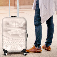 Tonga White Sunday Fakame Luggage Cover Tokelaufeletoa Kupesi LT7 White - Polynesian Pride