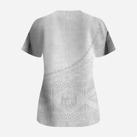 Tonga White Sunday Fakame Scrub Top Tokelaufeletoa Kupesi LT7 - Polynesian Pride