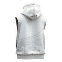 Tonga White Sunday Fakame Sleeveless Zip Hoodie Tokelaufeletoa Kupesi LT7 - Polynesian Pride