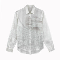 Tonga White Sunday Fakame Women Casual Shirt Tokelaufeletoa Kupesi LT7 - Polynesian Pride