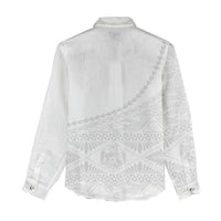 Tonga White Sunday Fakame Women Casual Shirt Tokelaufeletoa Kupesi LT7 - Polynesian Pride