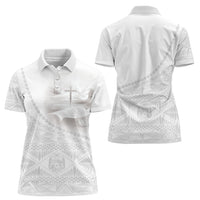 Tonga White Sunday Fakame Women Polo Shirt Tokelaufeletoa Kupesi LT7 - Polynesian Pride