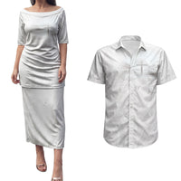 Niue White Sunday Tapu Fanau Couples Matching Puletasi and Hawaiian Shirt Fiti Pua Mix Hiapo Tapa LT7 White - Polynesian Pride