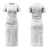 Niue White Sunday Tapu Fanau Couples Matching Short Sleeve Bodycon Dress and Hawaiian Shirt Fiti Pua Mix Hiapo Tapa