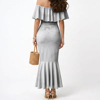 Niue White Sunday Tapu Fanau Mermaid Dress Fiti Pua Mix Hiapo Tapa LT7 - Polynesian Pride