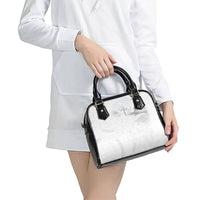 Niue White Sunday Tapu Fanau Shoulder Handbag Fiti Pua Mix Hiapo Tapa LT7 - Polynesian Pride