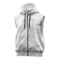 Niue White Sunday Tapu Fanau Sleeveless Zip Hoodie Fiti Pua Mix Hiapo Tapa LT7 White - Polynesian Pride
