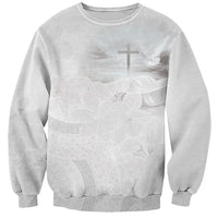 Niue White Sunday Tapu Fanau Sweatshirt Fiti Pua Mix Hiapo Tapa LT7 Unisex White - Polynesian Pride